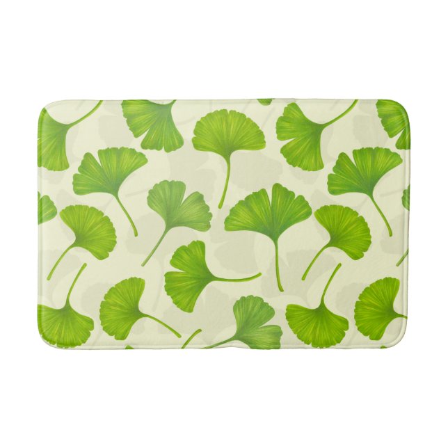 Ginkgo pattern on off white bath mat (Front)