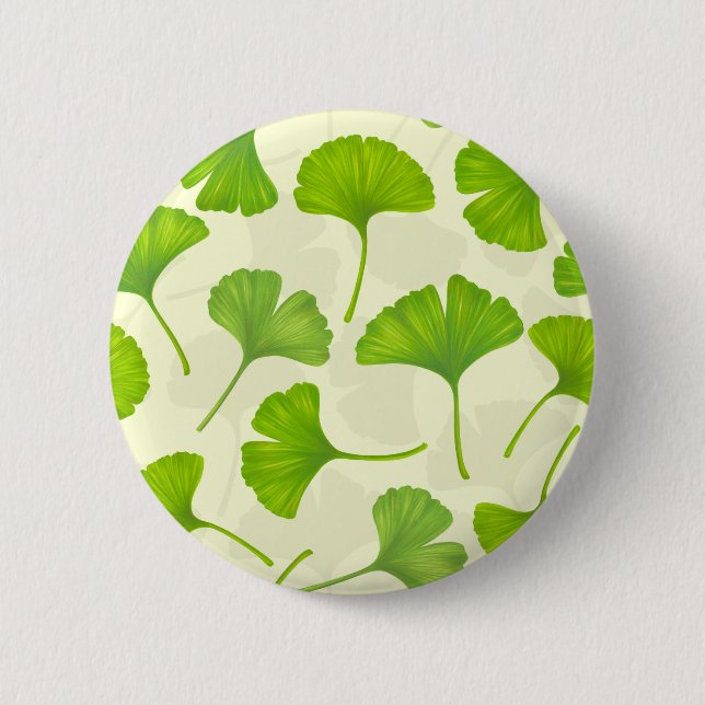 Ginkgo pattern on off white button (Front)