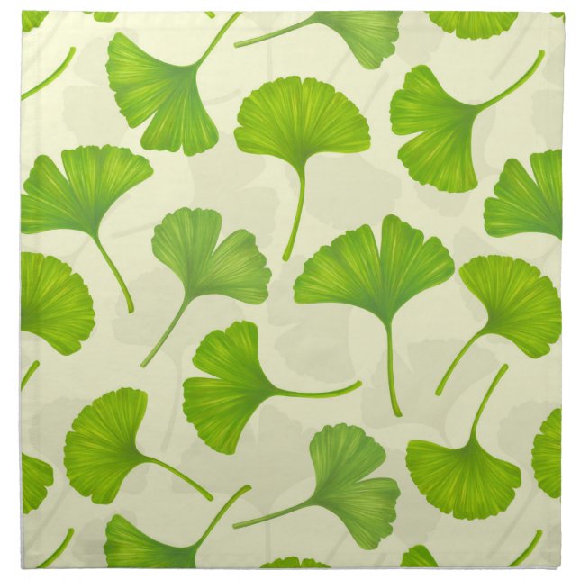 Ginkgo pattern on off white cloth napkin (Front)