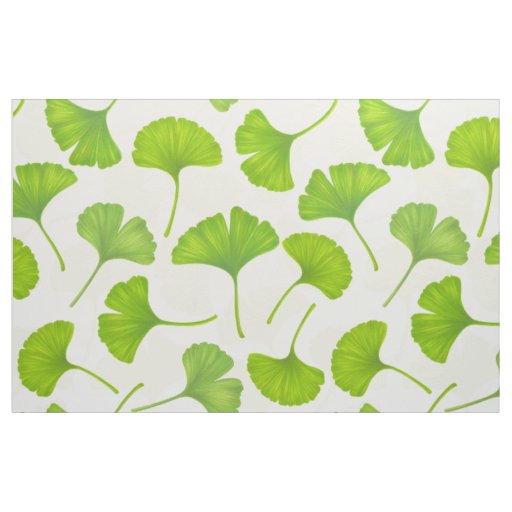 Ginkgo pattern on off white fabric