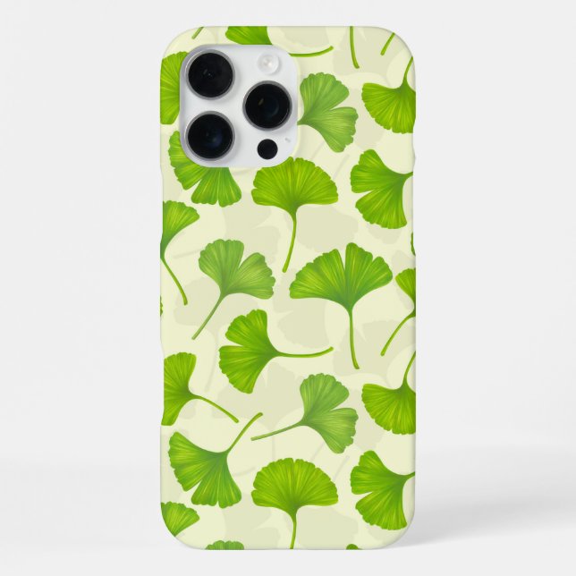 Ginkgo pattern on off white iPhone case (Back)