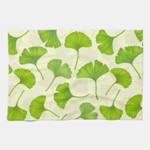 Ginkgo pattern on off white kitchen towel