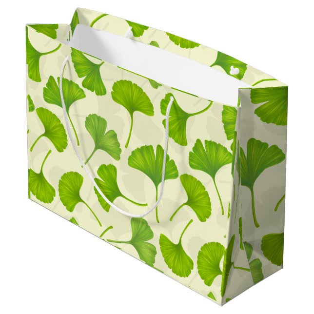 Ginkgo pattern on off white large gift bag (Back Angled)