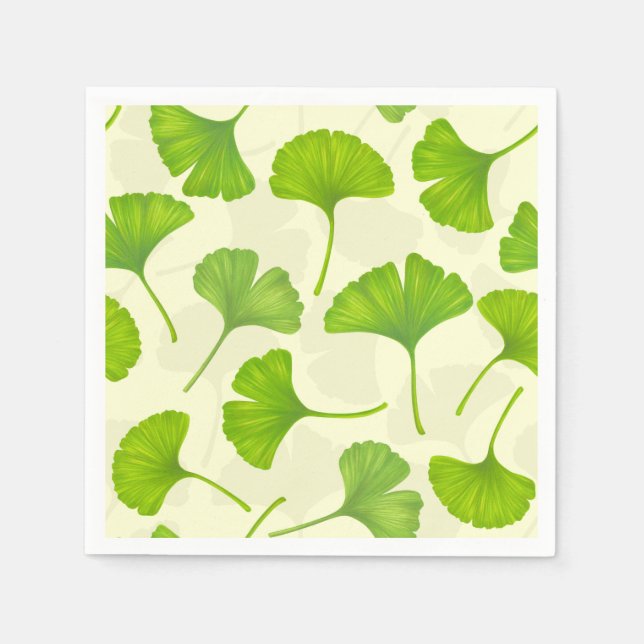 Ginkgo pattern on off white napkins (Front)