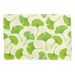 Ginkgo pattern on off white pillow case