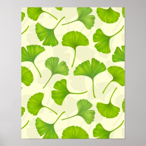 Ginkgo pattern on off white poster