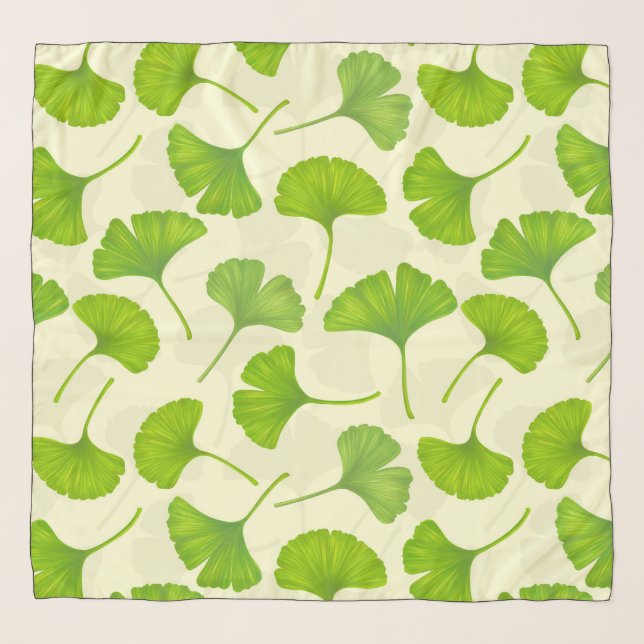 Ginkgo pattern on off white scarf (Front)