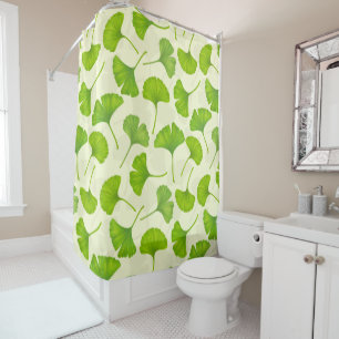Ginkgo pattern on off white shower curtain
