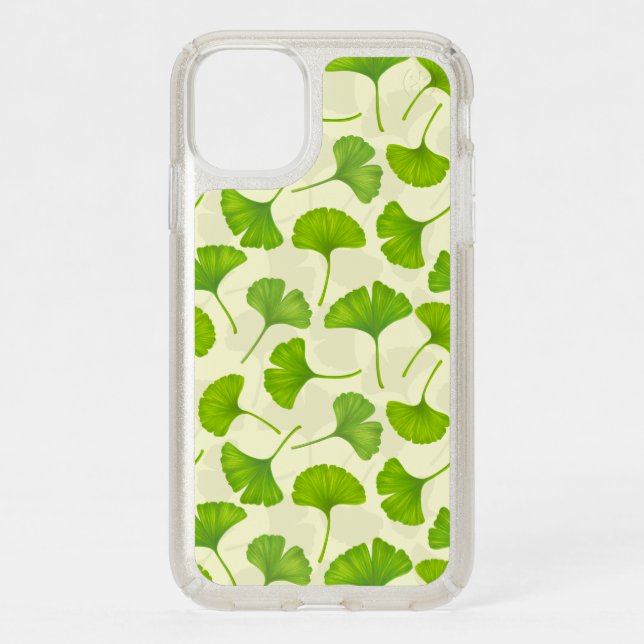 Ginkgo pattern on off white speck iPhone 11 case (Front)