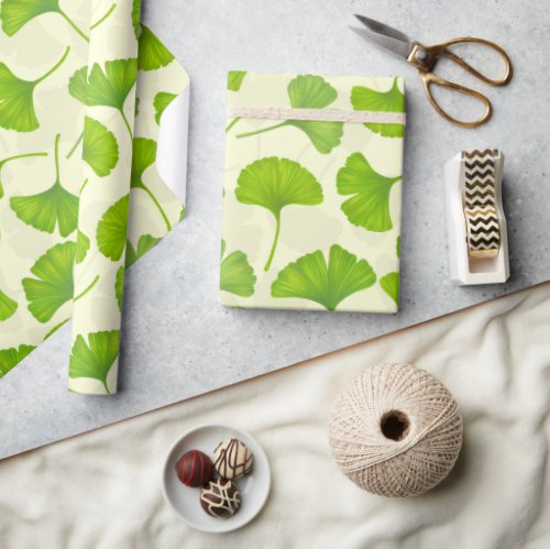 Ginkgo pattern on off white wrapping paper