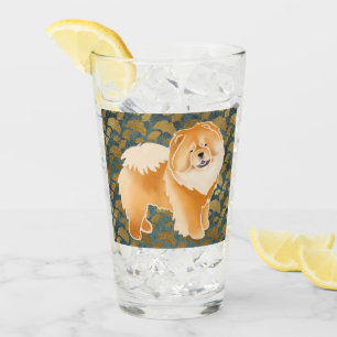 GINKGO Red Chow 16 oz glass-design front & back Glass