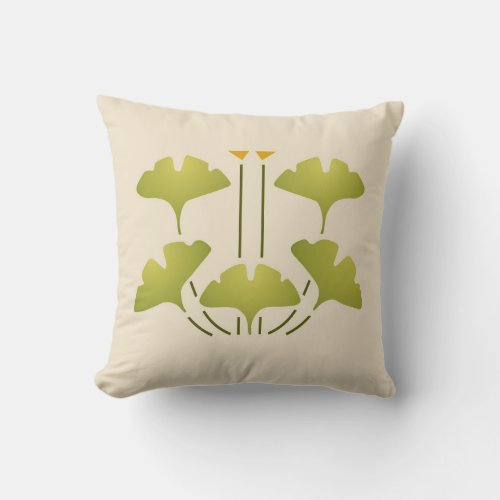 Ginkgo Stencil Throw Pillow