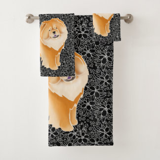 GINKGO the Red Chow - Black background bath set