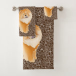 GINKGO the Red Chow - Brown background bath set