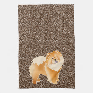 GINKGO the Red Chow - brown Kitchen towel