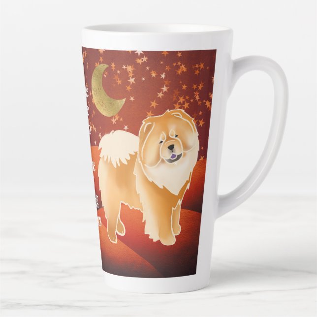 GINKGO the red chow -Customizable text Latte Mug (Right)