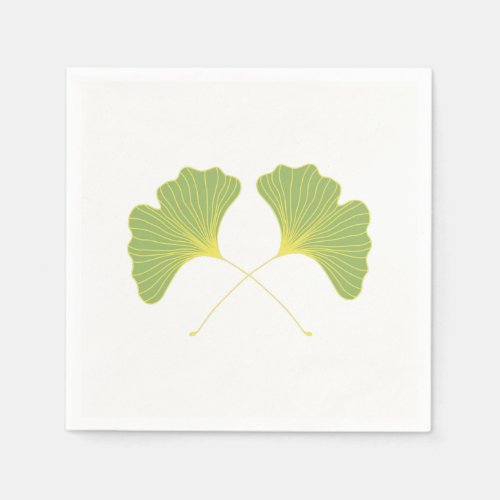 Ginkgo Tree Leaves Spring Green Paper Napkins