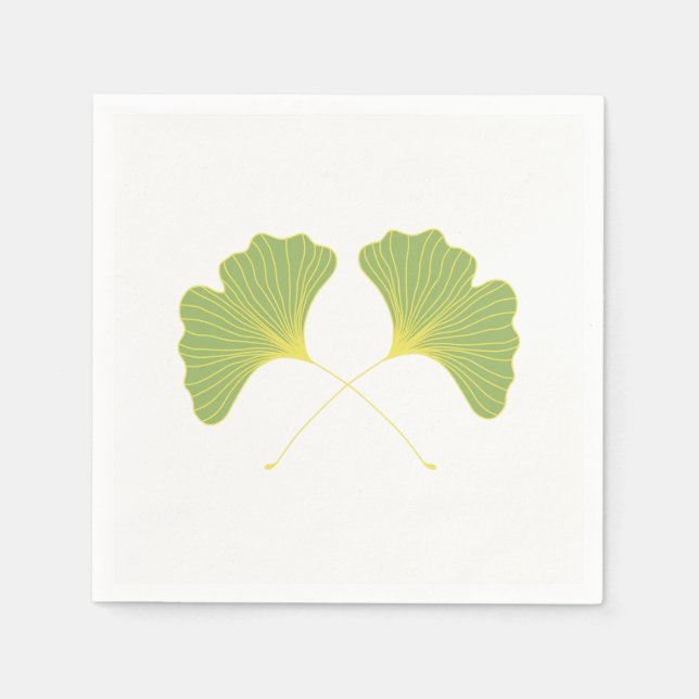 Ginkgo Tree Leaves Spring Green Paper Napkins (Front)