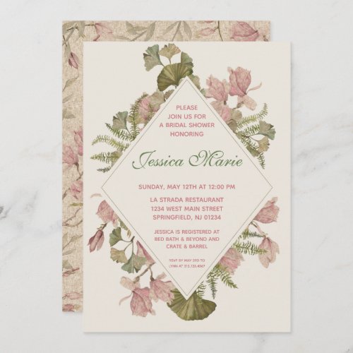 Ginkgo Watercolor Floral Bridal Shower Invitation