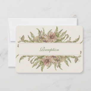 Ginkgo Watercolor Floral Wedding Reception Card