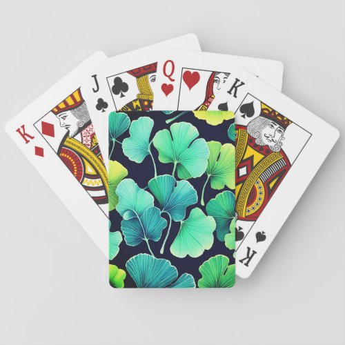 Ginko biloba leaves  poker cards