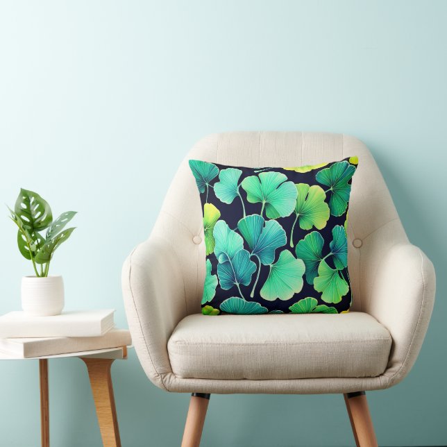 Ginko biloba leaves  throw pillow (Chair)