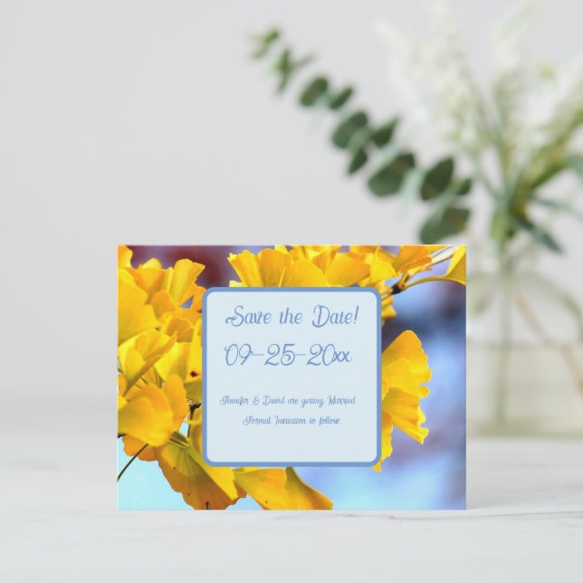 Ginko Biloba Save the Date Postcard (Standing Front)