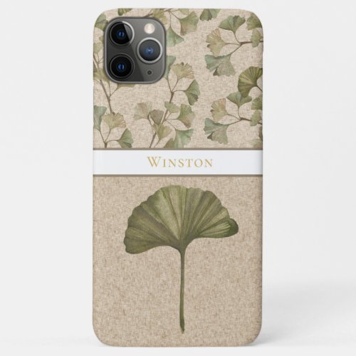 Ginko Pattern EDITABLE TEXT iPhone 11 Pro Max Case