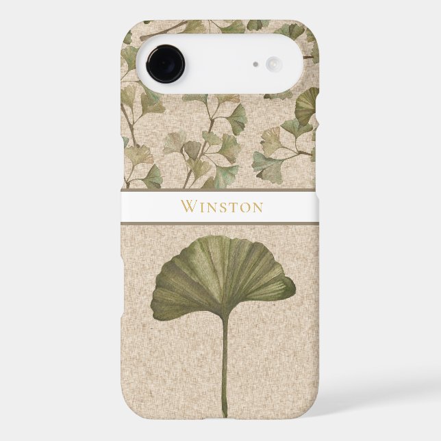 Ginko Pattern EDITABLE TEXT Case-Mate iPhone Case (Back)