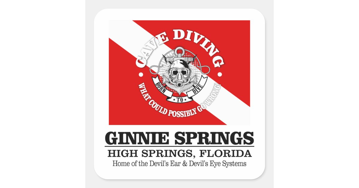 Ginnie Springs (best caves) Square Sticker Zazzle