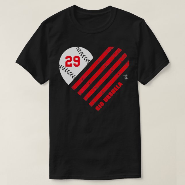 Gio Urshela Baseball Striped Heart Gameday  T-Shirt (Design Front)