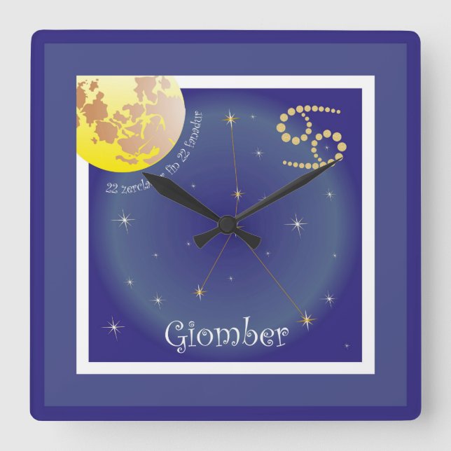 Giomber 22 zercladur fin 22 fanadur Uhr Square Wall Clock (Front)
