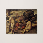 Giorgione- Pastoral Concert (Fête champêtre) Jigsaw Puzzle<br><div class="desc">This High Renaissance allegorical masterpiece titled, Pastoral Concert (Fête champêtre) is made by the famous painter, Giorgione using oil on canvas in 1509. Giorgione is known for the elusive poetic quality of his work, though only about six surviving paintings are acknowledged for certain to be his work. The resulting uncertainty...</div>
