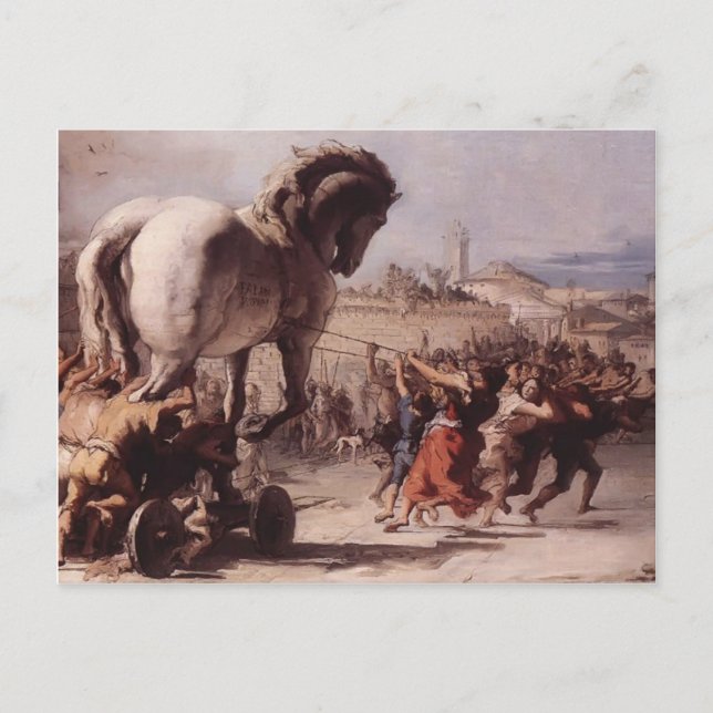 Giovanni Tiepolo- Procession of the Trojan Horse Postcard (Front)