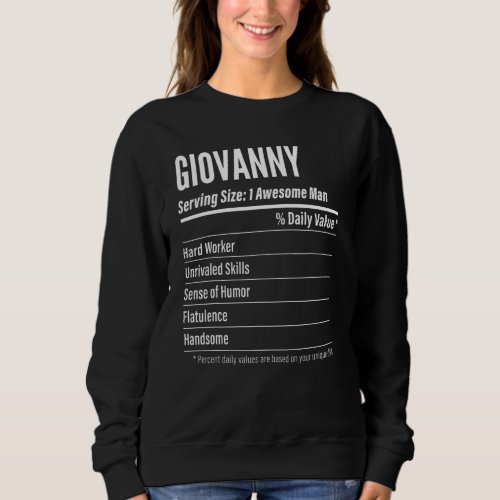 Giovanny Serving Size Nutrition Label Calories Sweatshirt