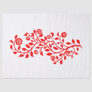 Gipsy Christmas Elegant Floral Swirls White & Red Tissue Paper