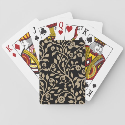 Gipsy Swirls Elegant Floral Pattern Black Beige Playing Cards