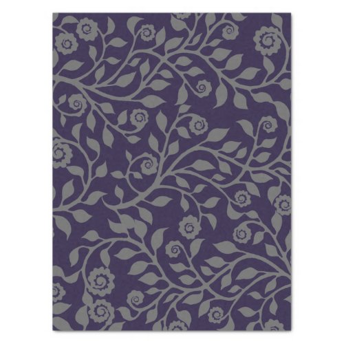 Gipsy Swirls Elegant Floral Pattern Purple  Grey Tissue Paper