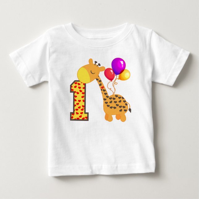Giraffe 1st Birthday Baby T-Shirt (Front)