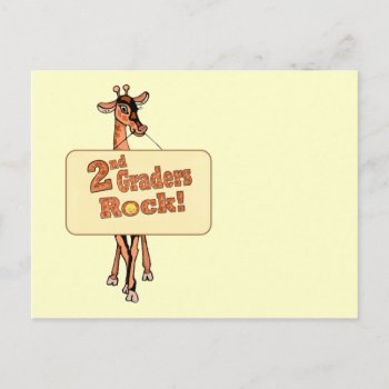 Giraffe “2nd Graders Rock” Design Postcard by 4westies at Zazzle