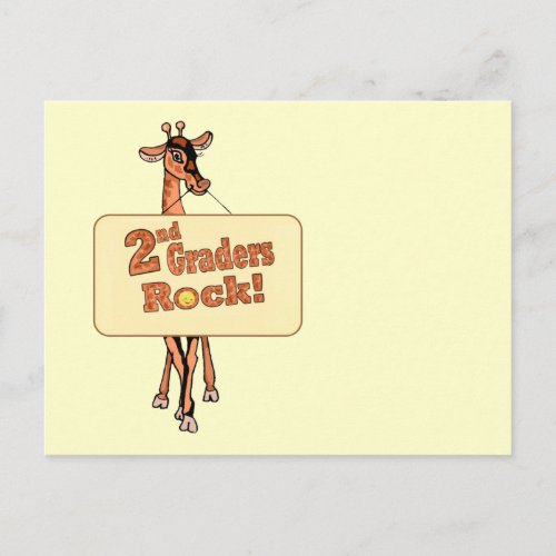 Giraffe 2nd Graders Rock Design Postcard