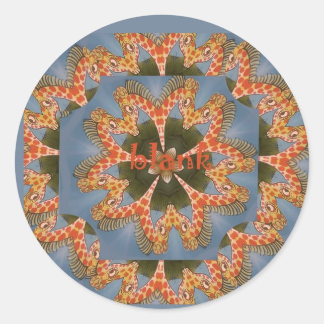 Giraffe Abstract Art Print Classic Round Sticker (Front)