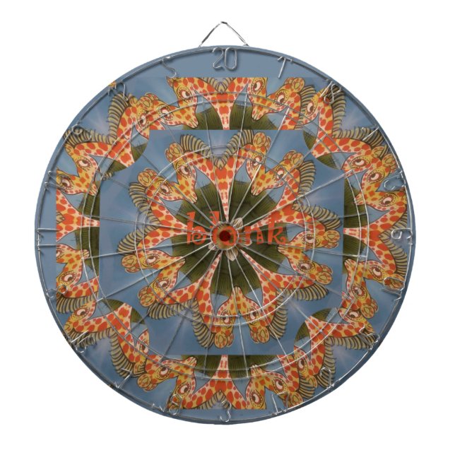 Giraffe Abstract Art Print Dartboard With Darts (Front)
