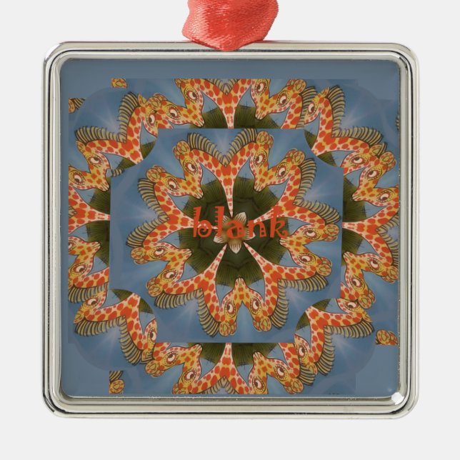 Giraffe Abstract Art Print Metal Ornament (Front)