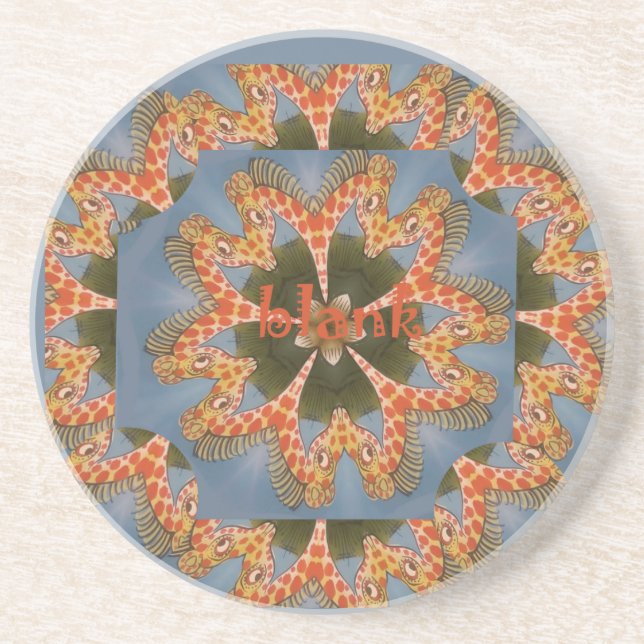 Giraffe Abstract Art Print Sandstone Coaster (Front)