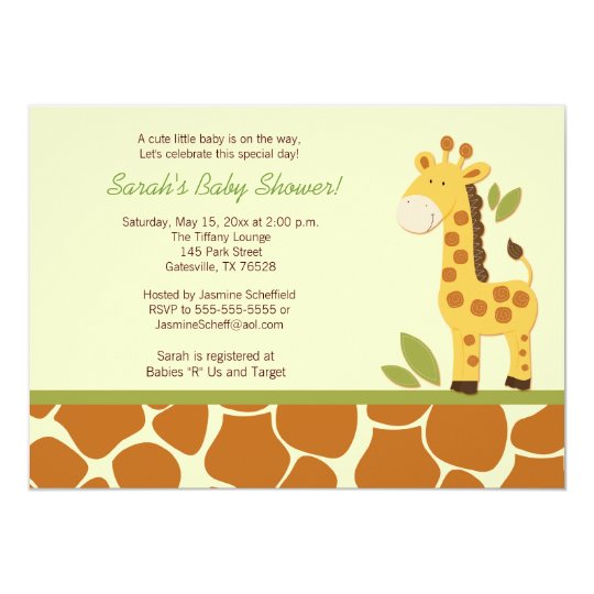 Giraffe Baby Shower Invitations Template 8