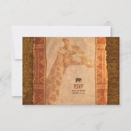 Giraffe African Safari Wedding RSVP Reply Card