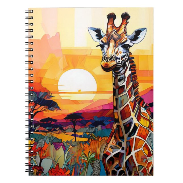 Giraffe African Sunset Notebook Journal (Front)
