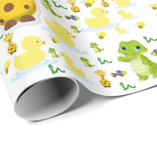 Giraffe Alligator Wrapping Paper Wild One  (Roll Corner)