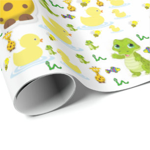 Giraffe Alligator Wrapping Paper Wild One 